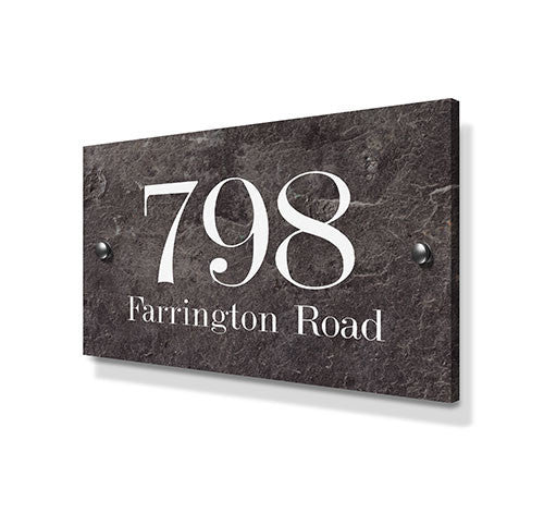 Stone Effect Metal House Sign