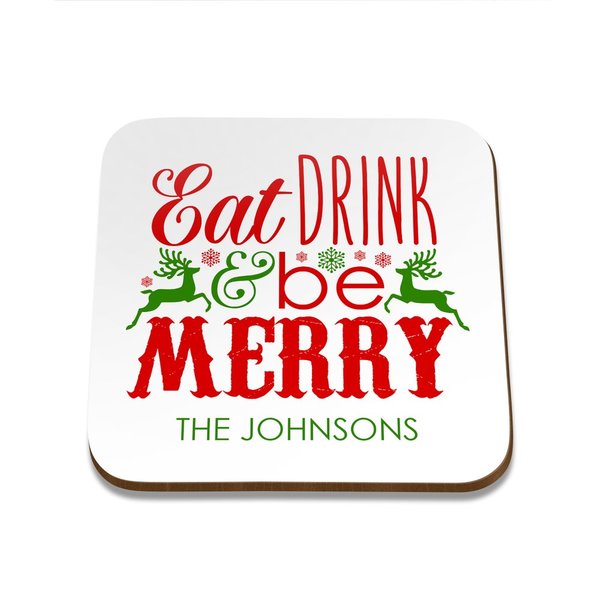 Eat Drink Square Coaster - Set of 4