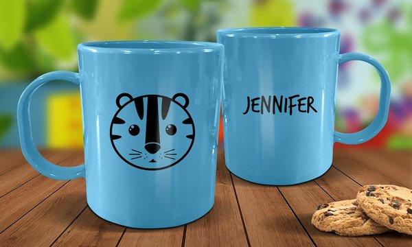 Tiger Plastic Mug - Blue