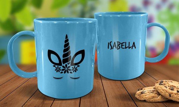 Unicorn Plastic Mug - Blue