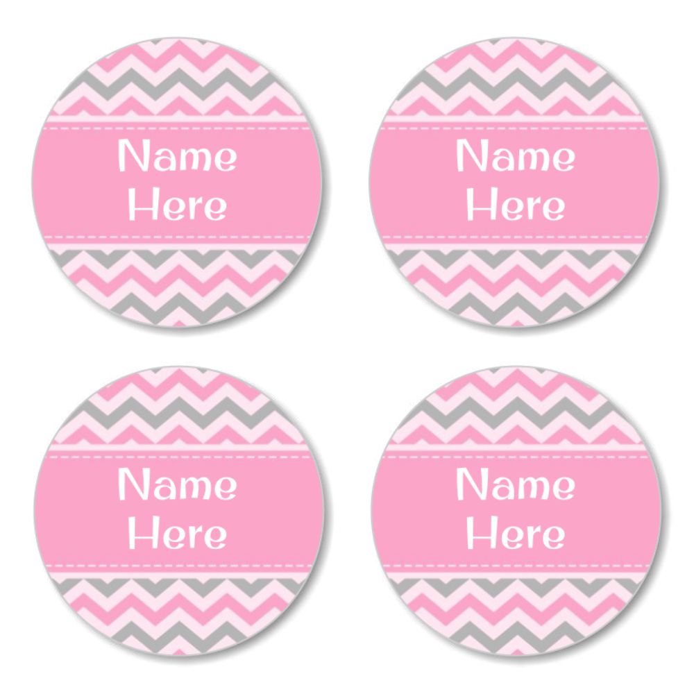 Chevron Round Name Labels 30pk