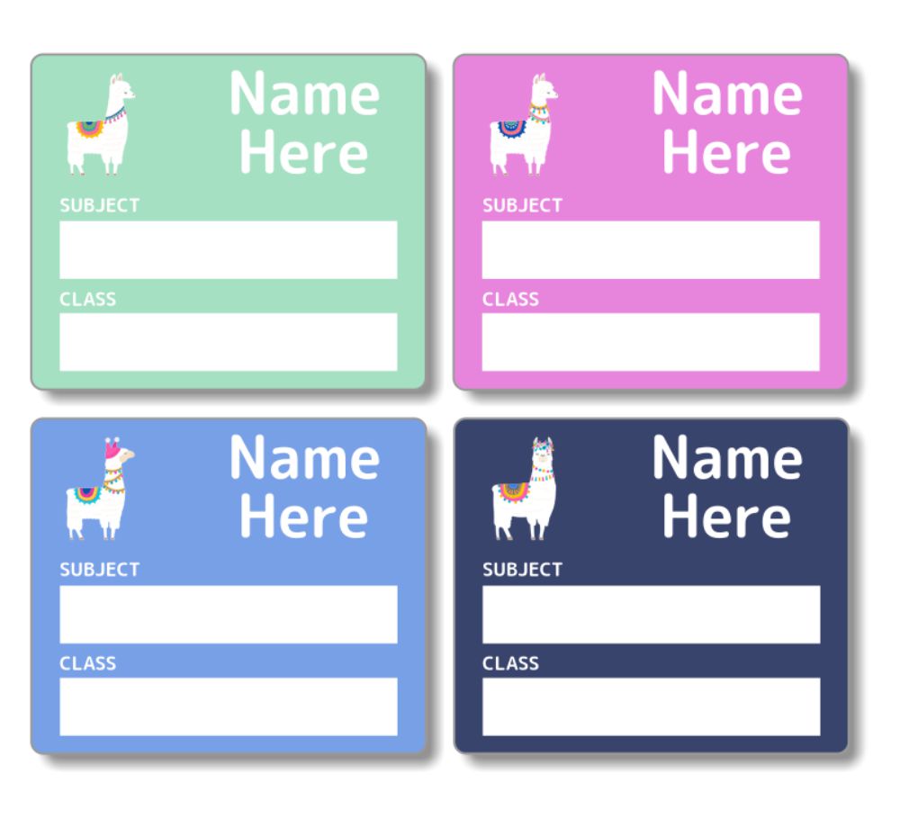 Llama School Book Labels 16pk