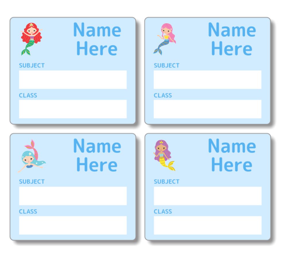 Mermaids School Book Labels 16pk