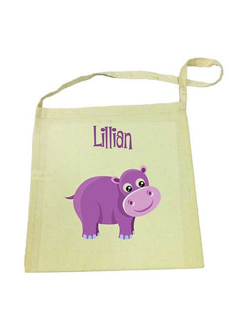 Calico Tote Bag - Purple Hippo