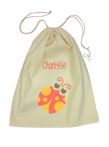 Calico Drawstring Bag - Red Beetle