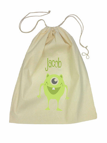 Calico Drawstring Bag - Green Alien