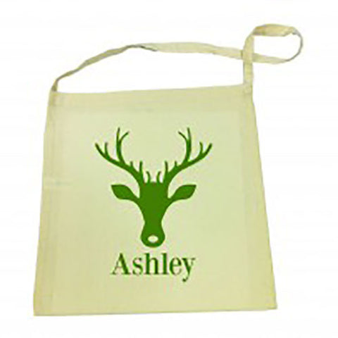 Green Reindeer Christmas Calico Tote Bag