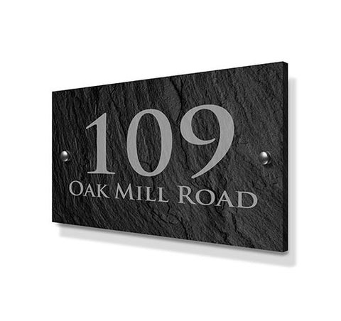 Slate Effect Metal House Sign