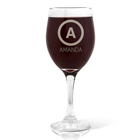 Single Initial Design Wine 410ml Glass