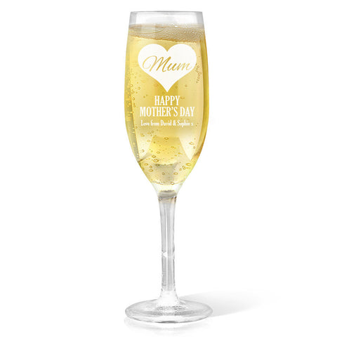 Mum in Heart Champagne Glass