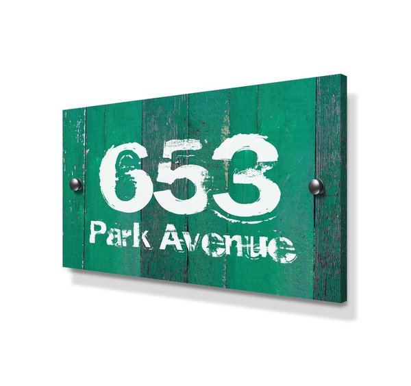 Green Wood Panel Effect Large Metal House Sign