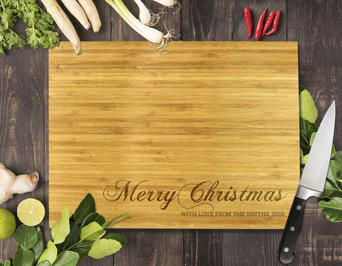 Merry Christmas Bamboo Cutting Board 28x20"