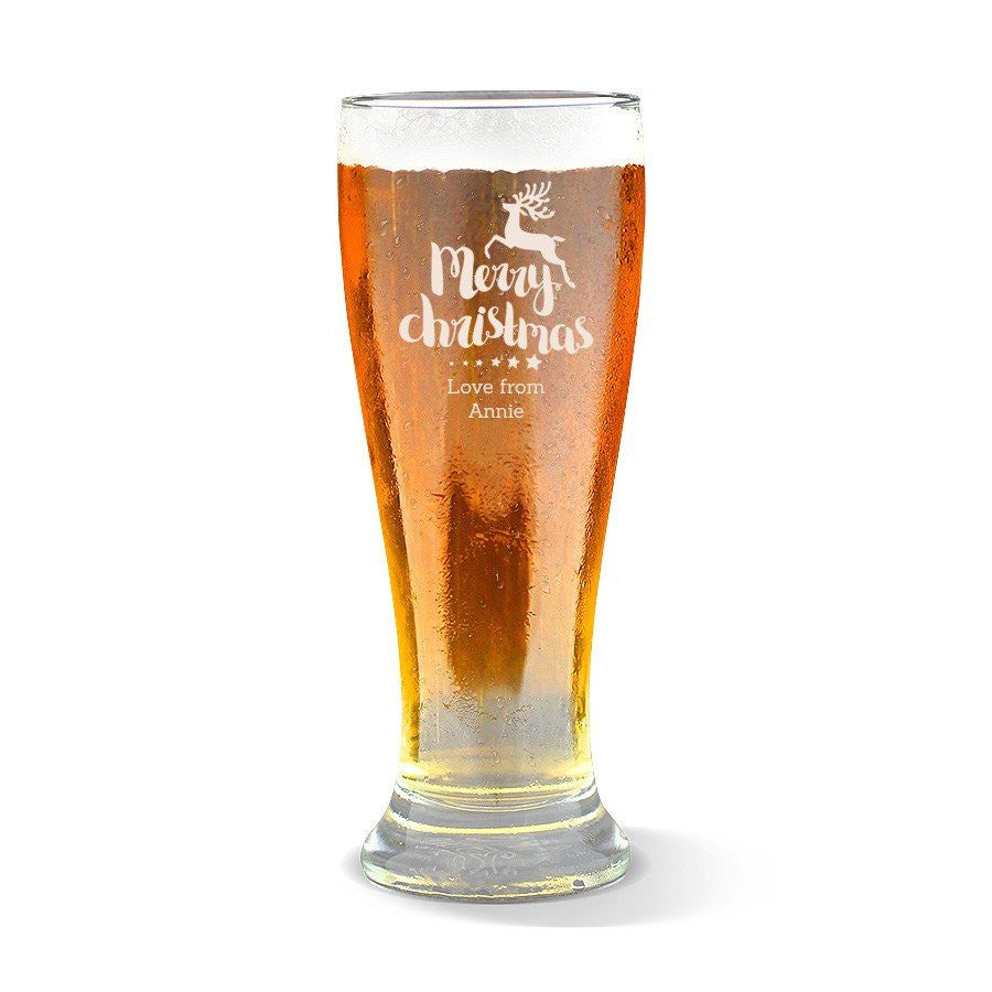 Christmas Reindeer Premium 285ml Beer Glass