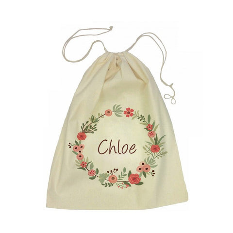 Calico Drawstring Bag - Flower Wreath