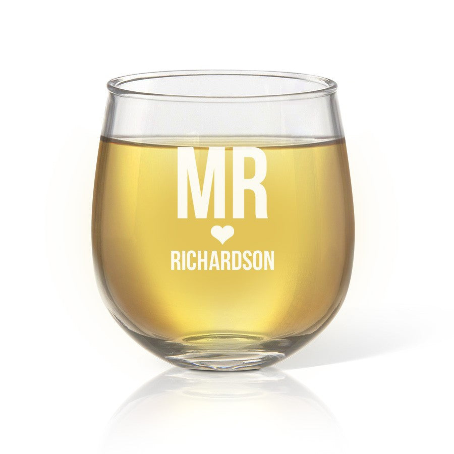 Mr Love Stemless Wine Glass
