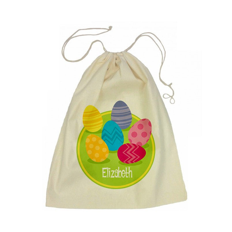Easter Eggs Calico Drawstring Bag