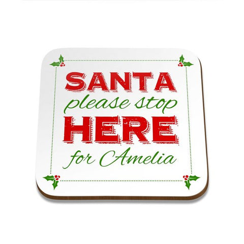 Santa Stop Square Coaster - Single