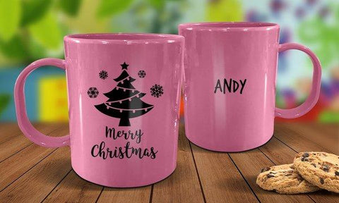 Christmas Tree Plastic Mug - Pink