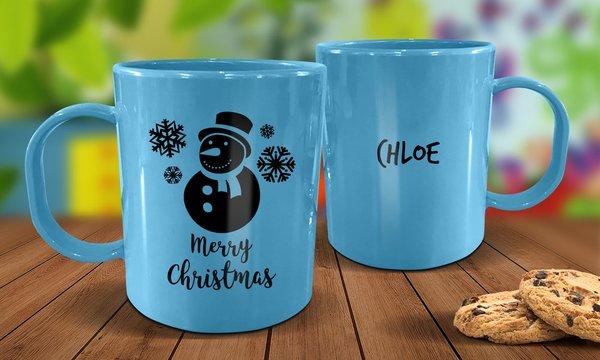 Snowman Plastic Mug - Blue