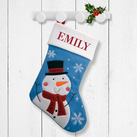 White Snowman Blue Santa Stocking