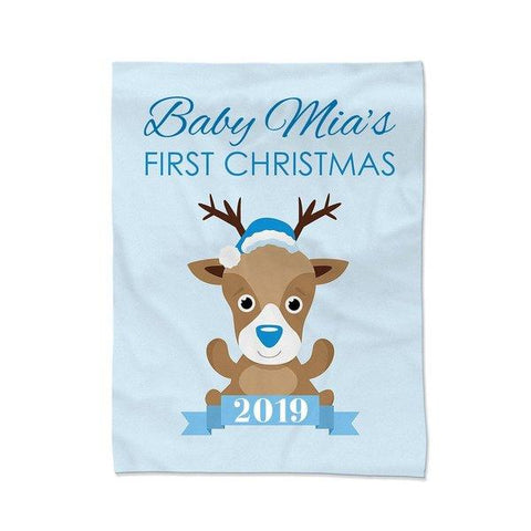 Blue First Christmas Blanket - Medium