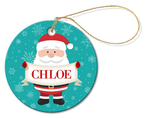 Santa Sign Round Porcelain Ornament