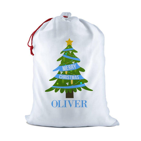 Blue Christmas White Santa Sack