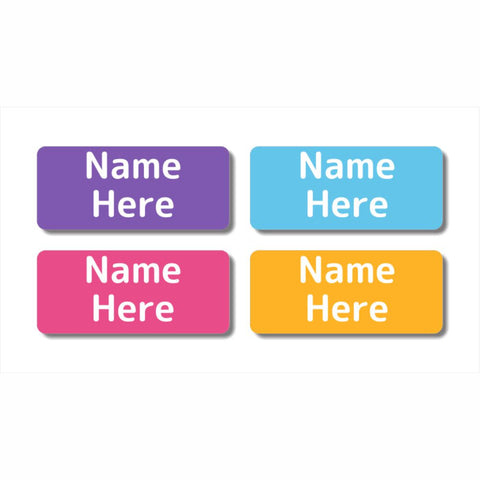 Multi Colour - Vivid Rectangle Name Labels 32pk