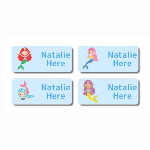 Mermaids Rectangle Name Labels 32pk