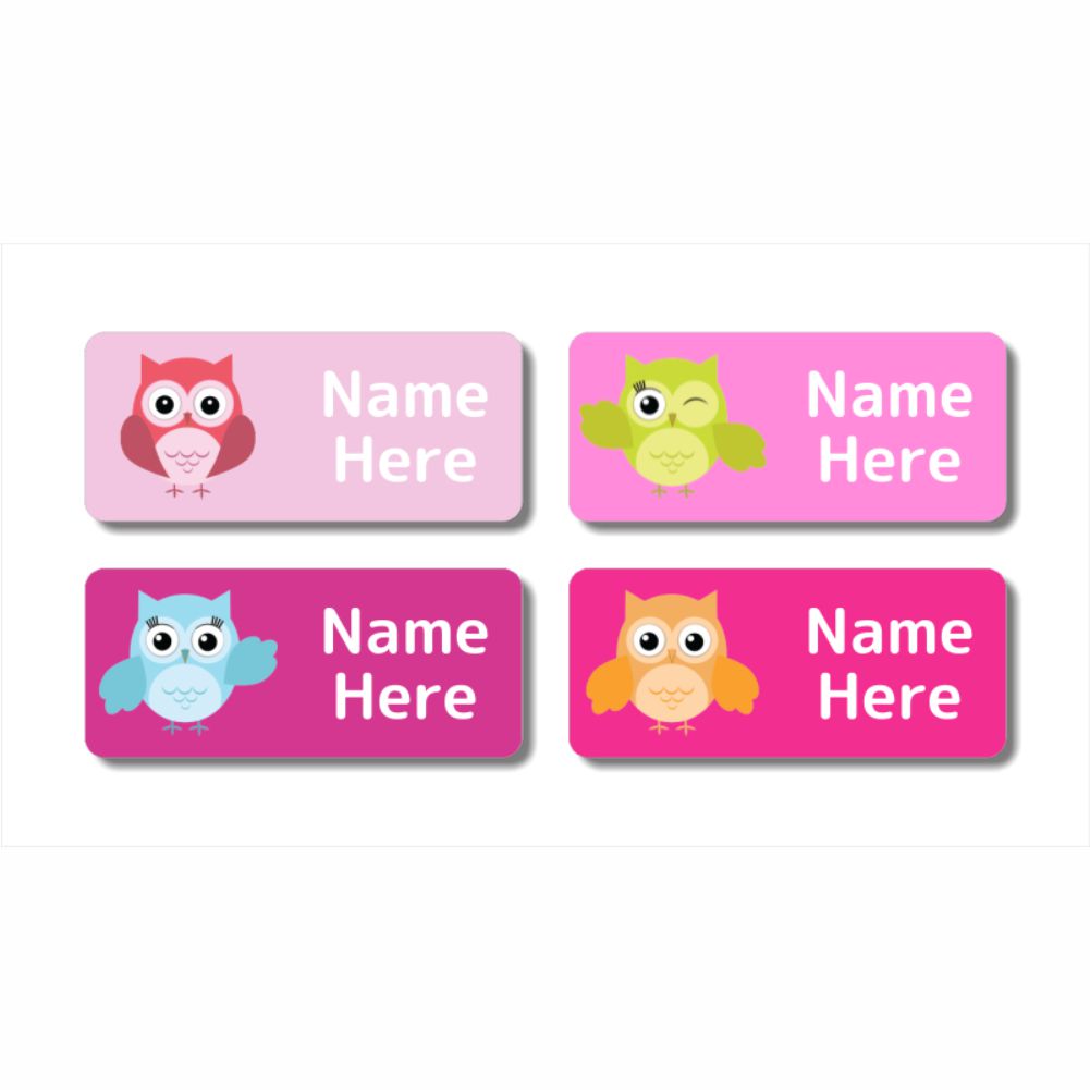 Owl Rectangle Name Labels 32pk